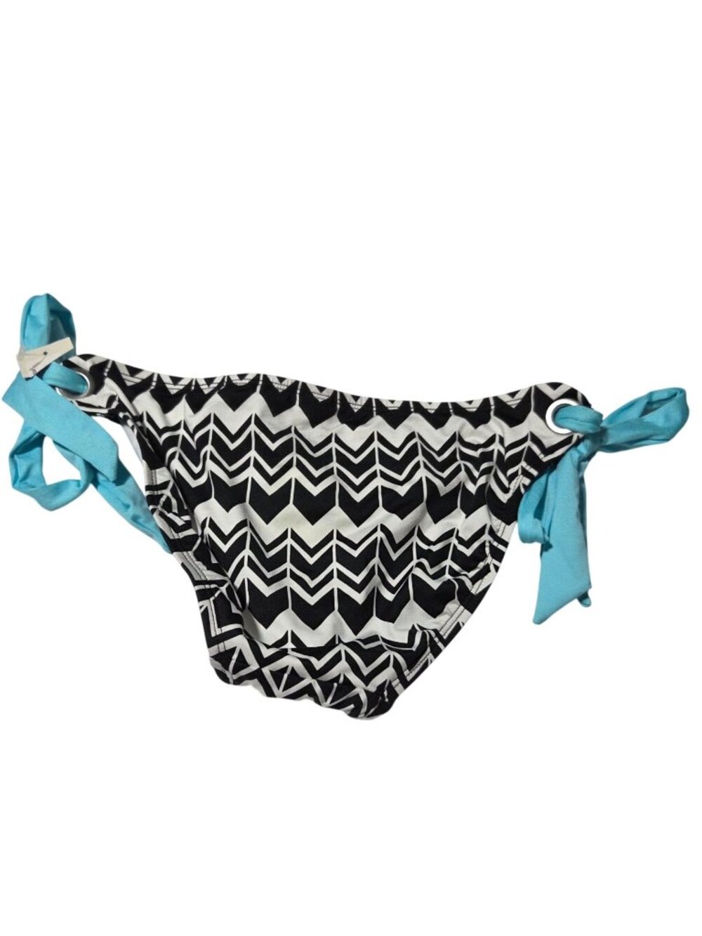 ana Bikini Bottom Size 6 Black White Chevron Blue Tie Sides Swimwear Swimsuit